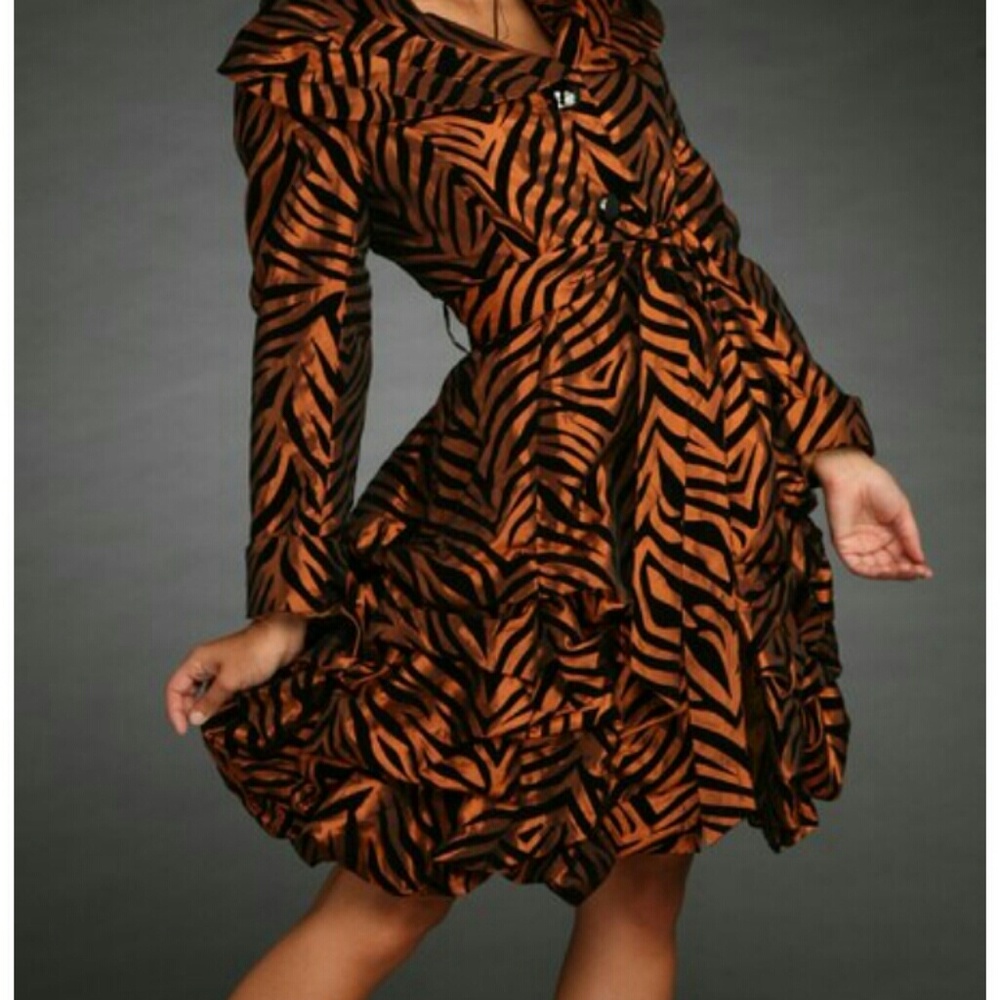 Jerry T 2x Orange Formal Zebra Print Jacket